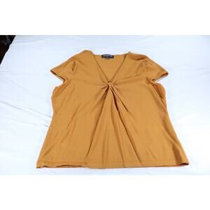 Jones New York Collection Mustard Twist Front Cap Sleeve Top XL